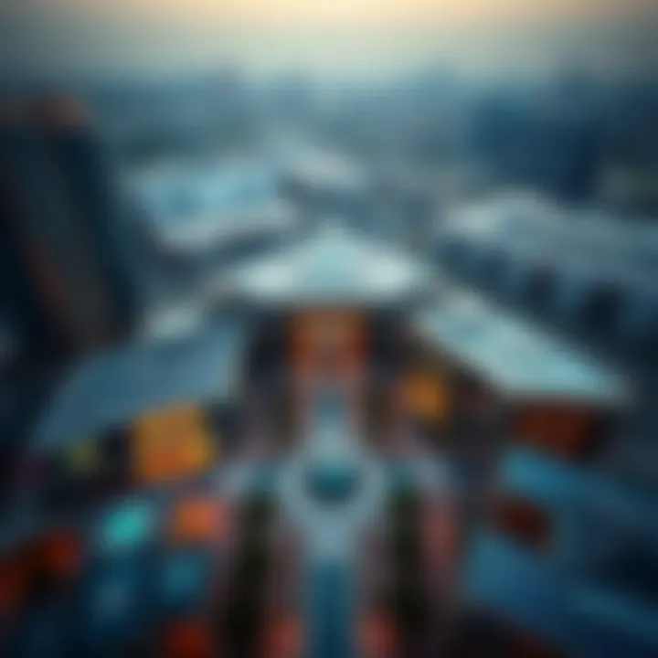 Aerial view of Town Square Dubai showcasing its layout and surroundings