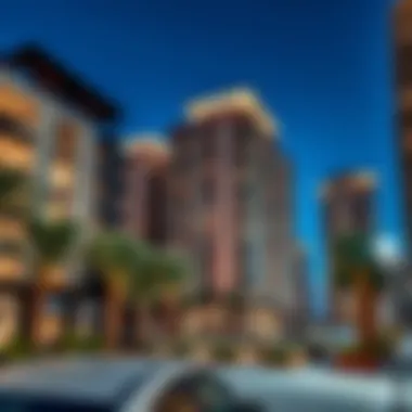 Modern residential buildings in Town Square Dubai