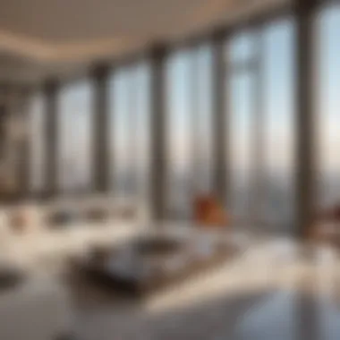 Interior luxury of a flat in Burj Khalifa with panoramic views