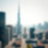 Overview of Dubai skyline with financial district