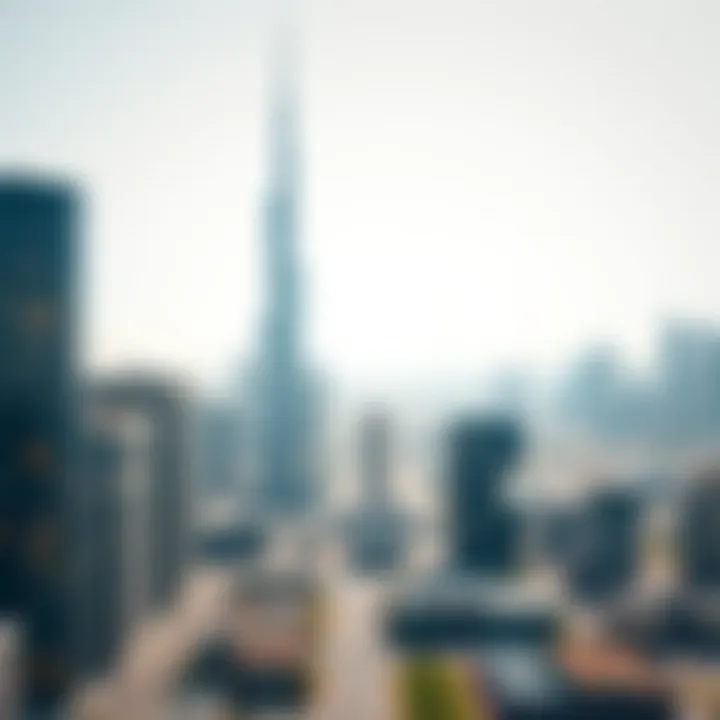 Overview of Dubai skyline with financial district