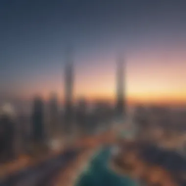 Dubai Skyline and Architectural Diversity A panoramic view of Dubai's skyline showcasing diverse architectural styles