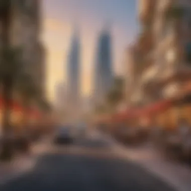 Exploring Dubai's Lively Neighborhoods A vibrant neighborhood in Dubai with cafes and residential buildings