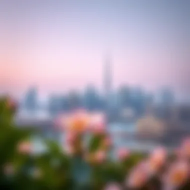 Stunning Skyline: Dubai in the Spring Season Panoramic view of Dubai skyline in Spring