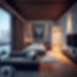 Contemporary studio apartment interior showcasing design elegance