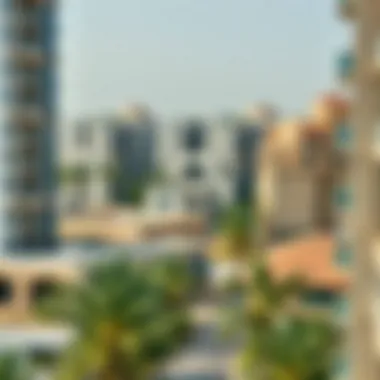 Vibrant Dubai Neighborhood View View of a vibrant Dubai neighborhood with residential buildings