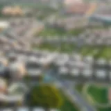 Aerial view of Al Nahda 1 showcasing residential buildings and green spaces