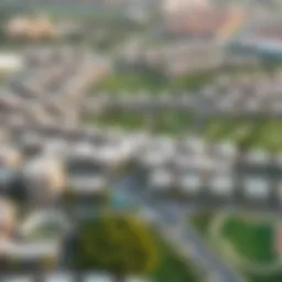 Aerial view of Al Nahda 1 showcasing residential buildings and green spaces
